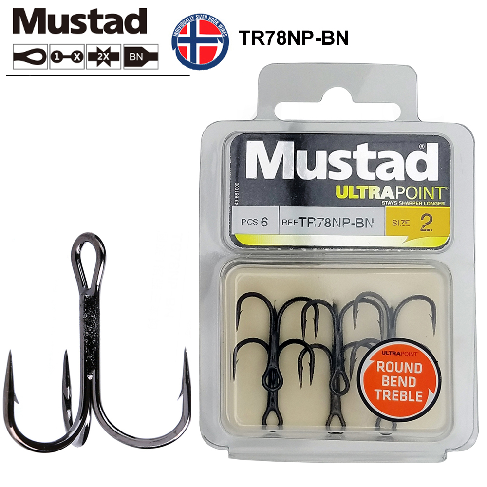 Mustad Classic 2 Extra Strong Treble Hook (Pack of 25), Nickel, 6