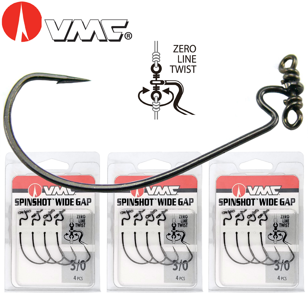 VMC Spinshot Hooks - (4) Piece 1/0 Drop Shot Rigging Spin Shot Hook Set -  NEW!