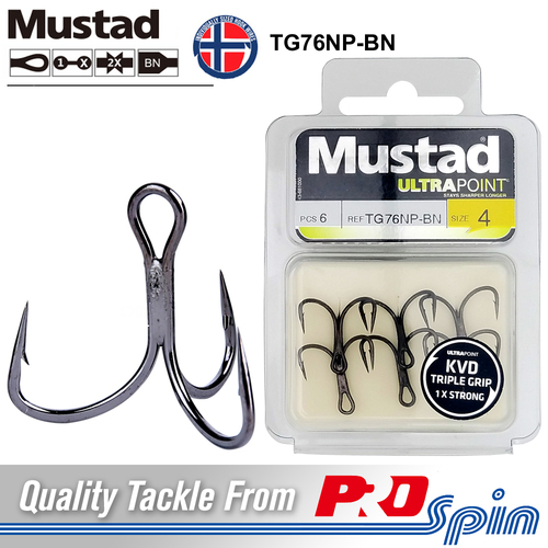 Mustad 35517-DT Open Ring 3x Strong Treble Hooks Size #4 25 Pack
